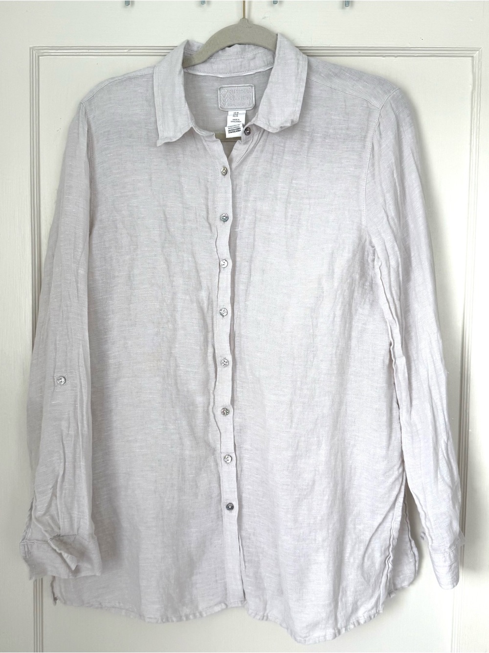 Sigrid Olsen Cream Button-Down Linen Shirt